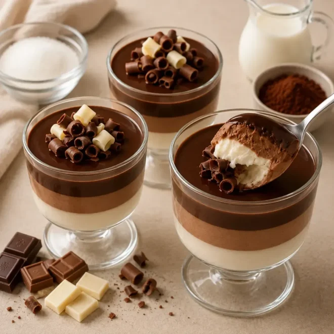 Verrines Trois Chocolats à la Crème Vanillée