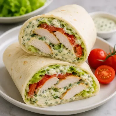 Wrap au Poulet et Sauce Crémeuse aux Herbes
