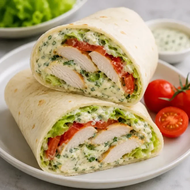Wrap au Poulet et Sauce Crémeuse aux Herbes