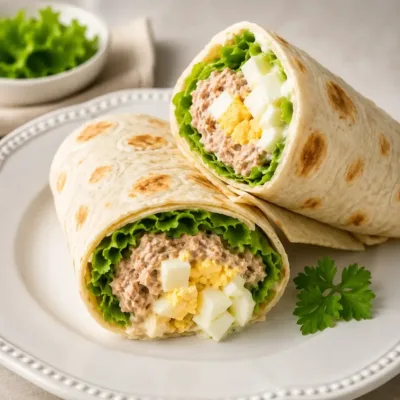 Wrap au thon, œufs et salade : recette facile