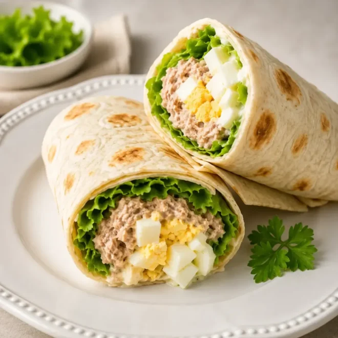 Wrap au thon, œufs et salade