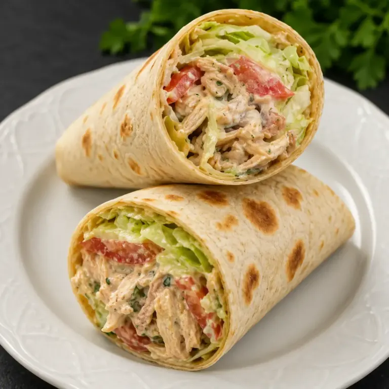 Wrap Crémeux au Poulet, Laitue et Tomates