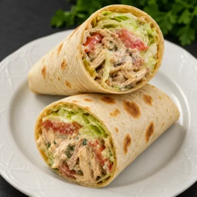 Wrap Crémeux au Poulet et Légumes Frais