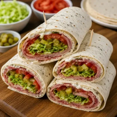 Wrap Italien au Salami et Jambon Savoureux
