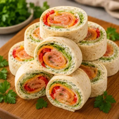 Wraps Roulés au Saumon Fumé et Fromage Frais