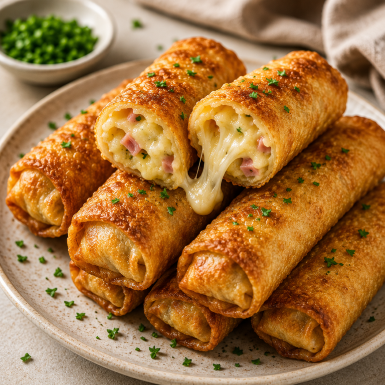Cigares Croustillants Jambon, Pommes de Terre et Fromage