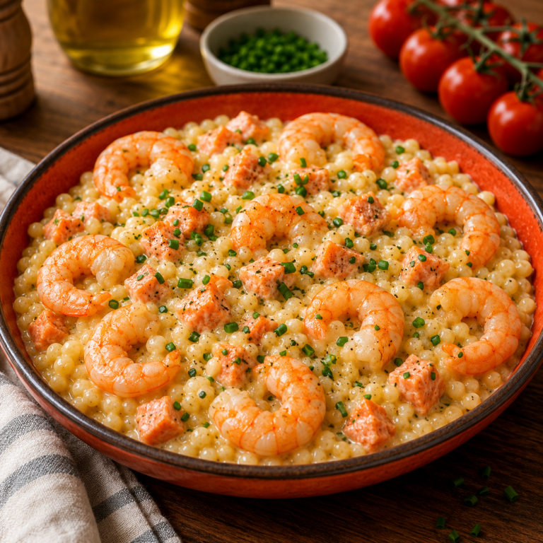Perles Crémeuses aux Crevettes et Saumon