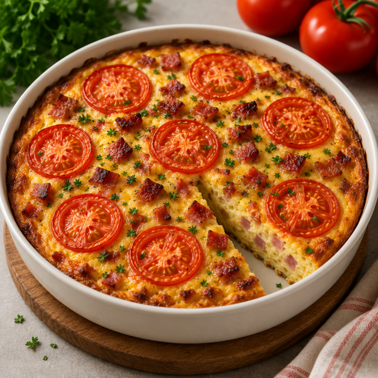 Quiche au Jambon, Bacon et Tomates