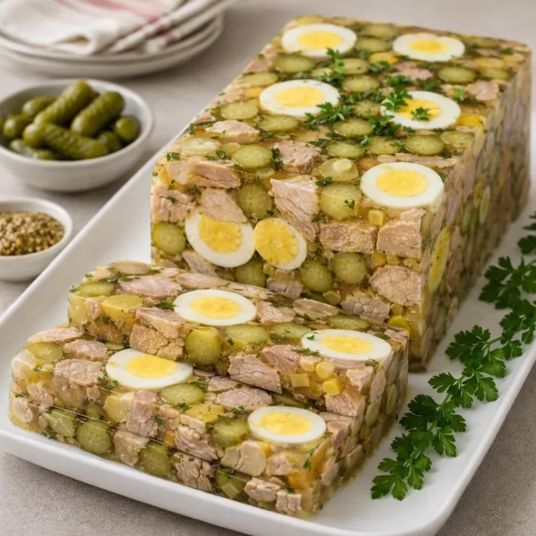 Recette aspic de porc aux œufs durs et cornichons