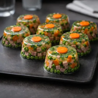 Recette aspic maison au jambon et légumes
