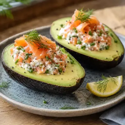 Avocat Farci au Saumon Fumé & Fromage Frais