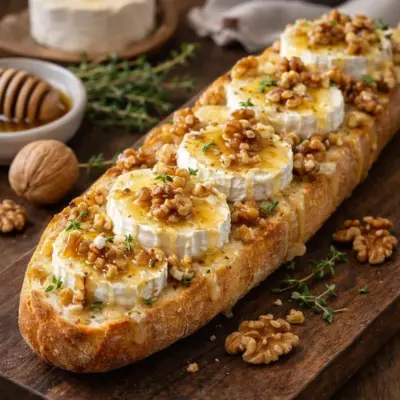 Baguette au chèvre miel et noix : recette apéro