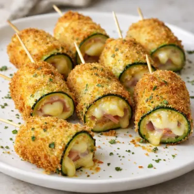 Bâtonnets de courgette panés jambon fromage (croustillants)