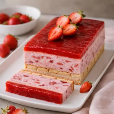 Bavarois aux fraises et biscuits à la cuillère sans cuisson