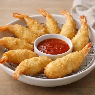 Beignets de crevettes croustillants : pâte tempura