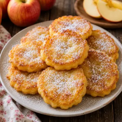 Beignets de pommes moelleux à la cannelle, friture dorée et sucre glace