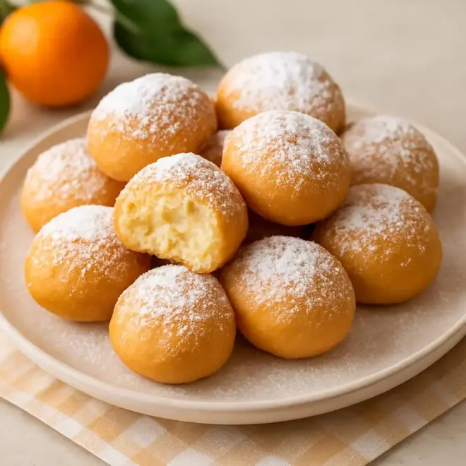Beignets moelleux à la ricotta (sans levure) cuits à la poêle, enrobés de sucre glace