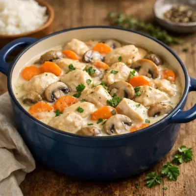 Blanquette de poulet crémeuse sans vin : facile et onctueuse