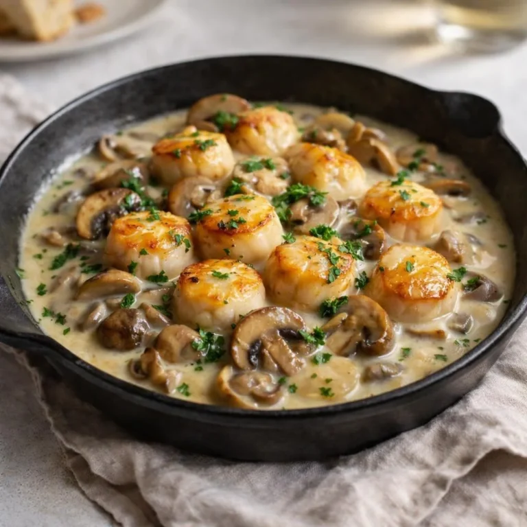 Blanquette de Saint-Jacques aux champignons : crème au vin b