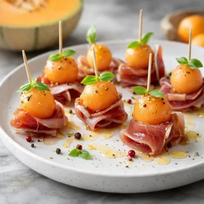 bouchées melon magret fumé miel – apéritif citronné
