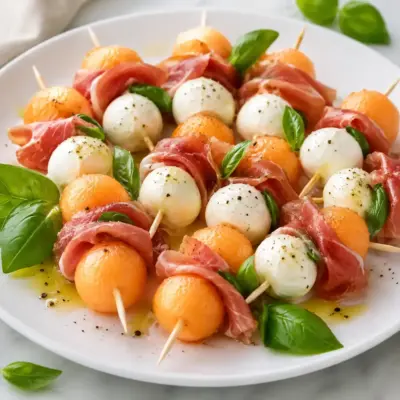 Bouchées Melon, Mozzarella & Basilic