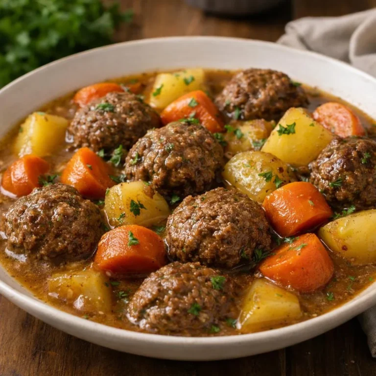 Boulettes de bœuf mijotées aux carottes et pommes de terre