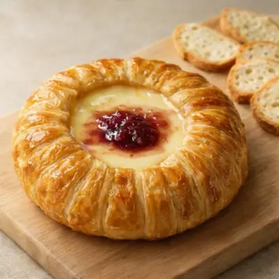 Brie rôti en croûte feuilletée confiture, facile