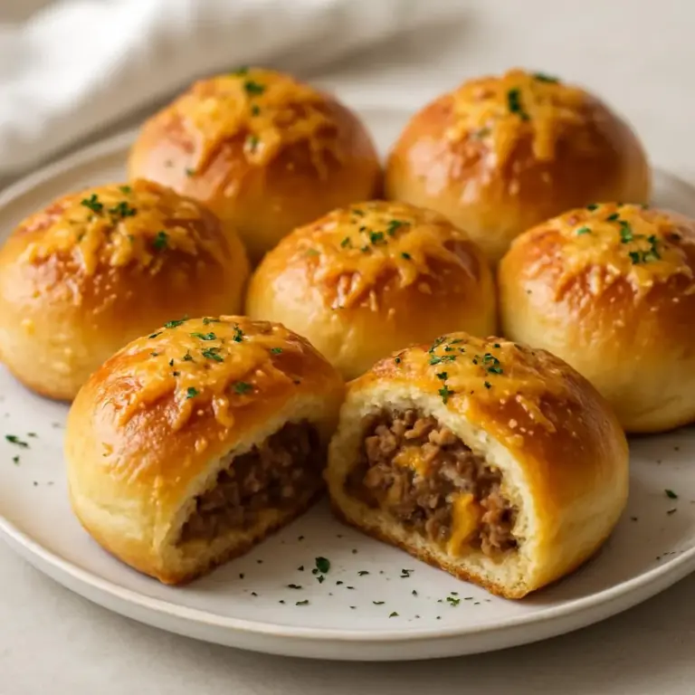 Brioche feuilletée au bœuf haché, cheddar fondu et oignons