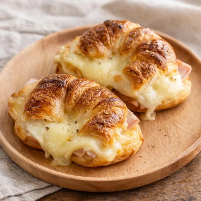 Brioches feuilletées au fromage, garniture coulante et croûte dorée