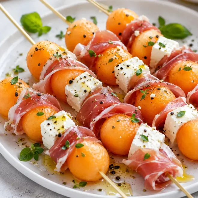 Brochettes Melon, Jambon Cru & Feta : la recette fraîche et facile de l'été