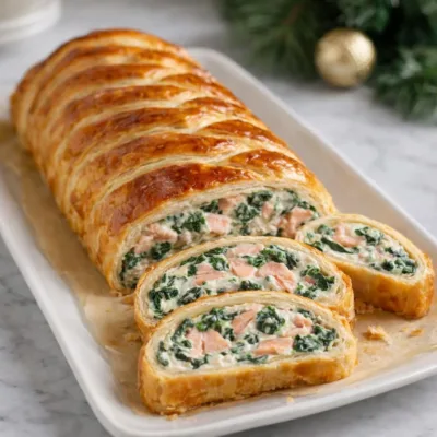 Bûche feuilletée saumon épinards : crousti-fondant