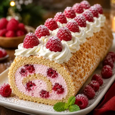 Bûche Roulée Framboise et Crème Vanillée