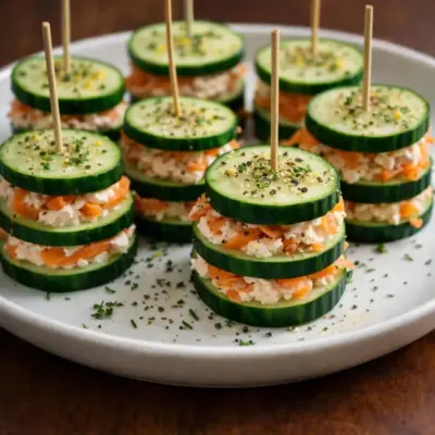 Burger de concombre au saumon fumé et fromage frais