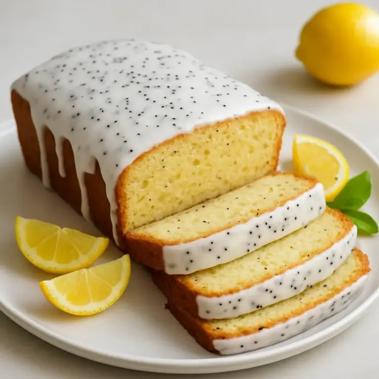 Cake au citron moelleux nappé d’un glaçage au citron et graines de pavot