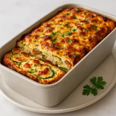 Cake salé gratiné aux courgettes, chorizo et feta (type lasagne au four)