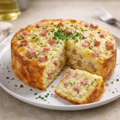 Cake salé au jambon et au gruyère râpé, moelleux