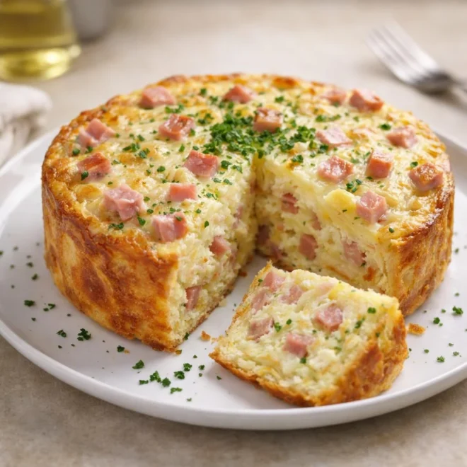 Cake salé au jambon et au gruyère râpé