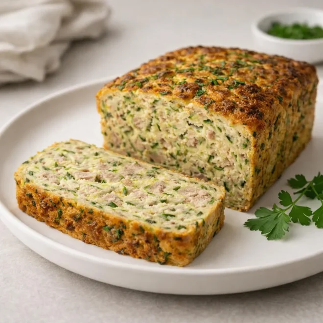 Cake salé moelleux au thon, courgettes et herbes