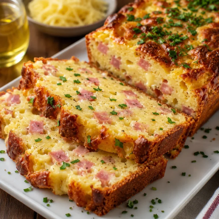 Cake salé aux œufs, comté et dés de jambon (cake moelleux)