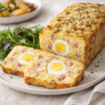Cake salé pommes de terre lardons mozzarella au four