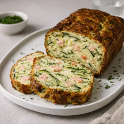Cake salé au saumon courgettes aneth : moelleux