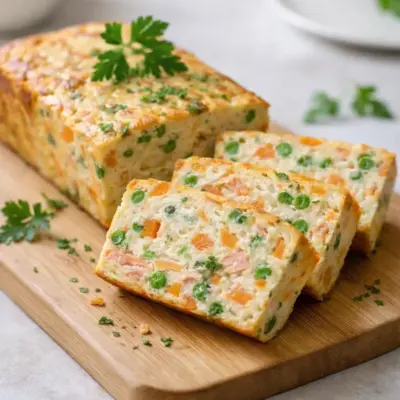 Cake salé au saumon : moelleux carottes-petits pois