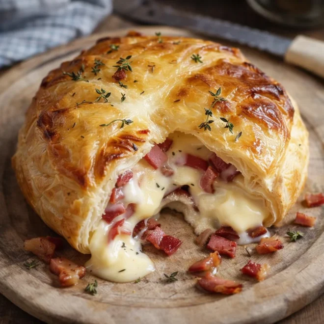 Camembert feuilleté aux lardons : fondant et doré