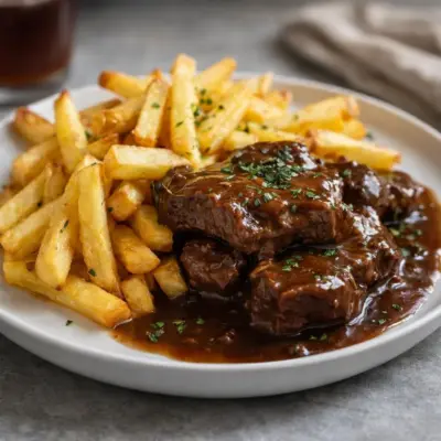 Carbonade flamande à la bière brune : bœuf & frites