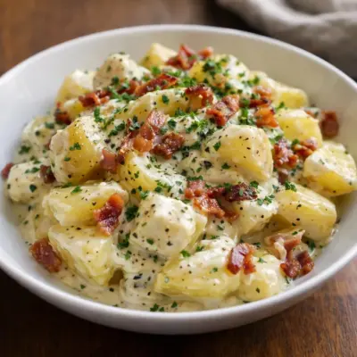 Recette carbonara de pommes de terre aux lardons