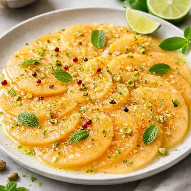 Carpaccio de melon au citron vert : frais & sans cuisson