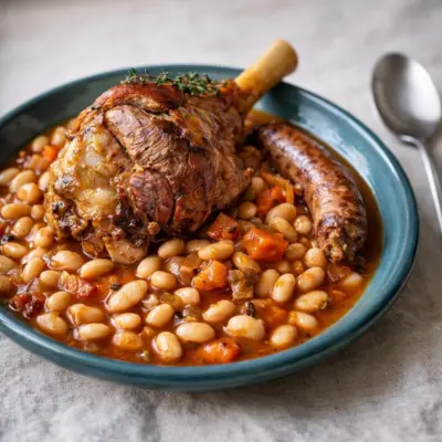 Cassoulet de souris d’agneau : haricots blancs mijotés
