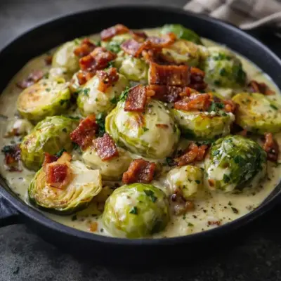 Choux de Bruxelles à la crème et aux lardons