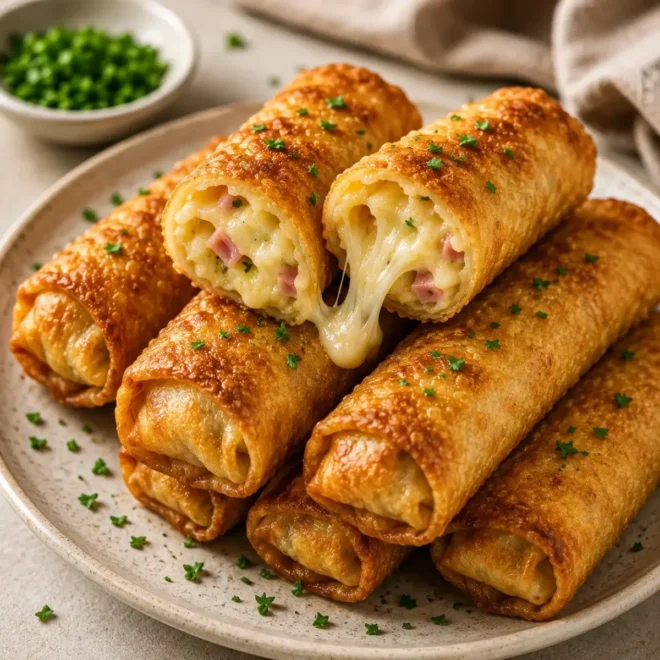 Cigares Croustillants Jambon, Pommes de Terre et Fromage