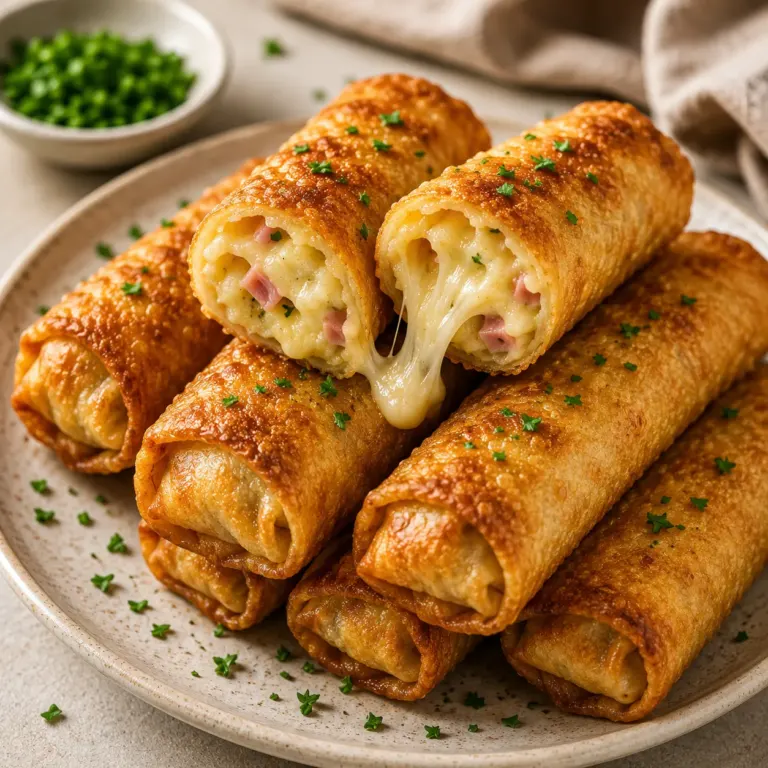 Cigares Croustillants Jambon, Pommes de Terre et Fromage